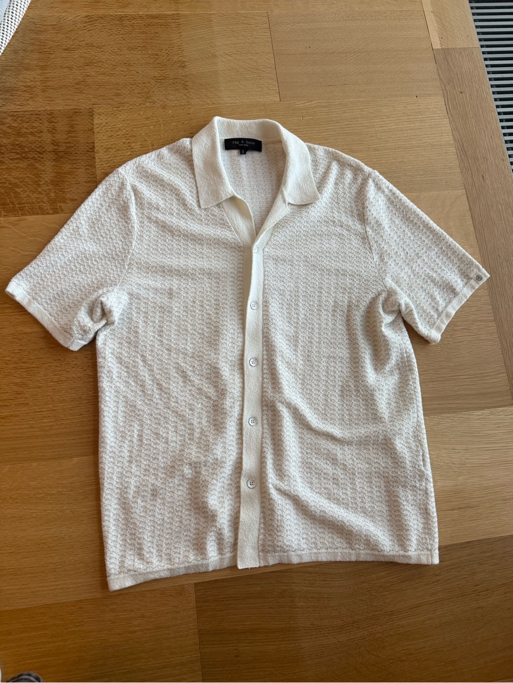 rag & bone Ivory Textured Short-Sleeve Button-Up Shirt